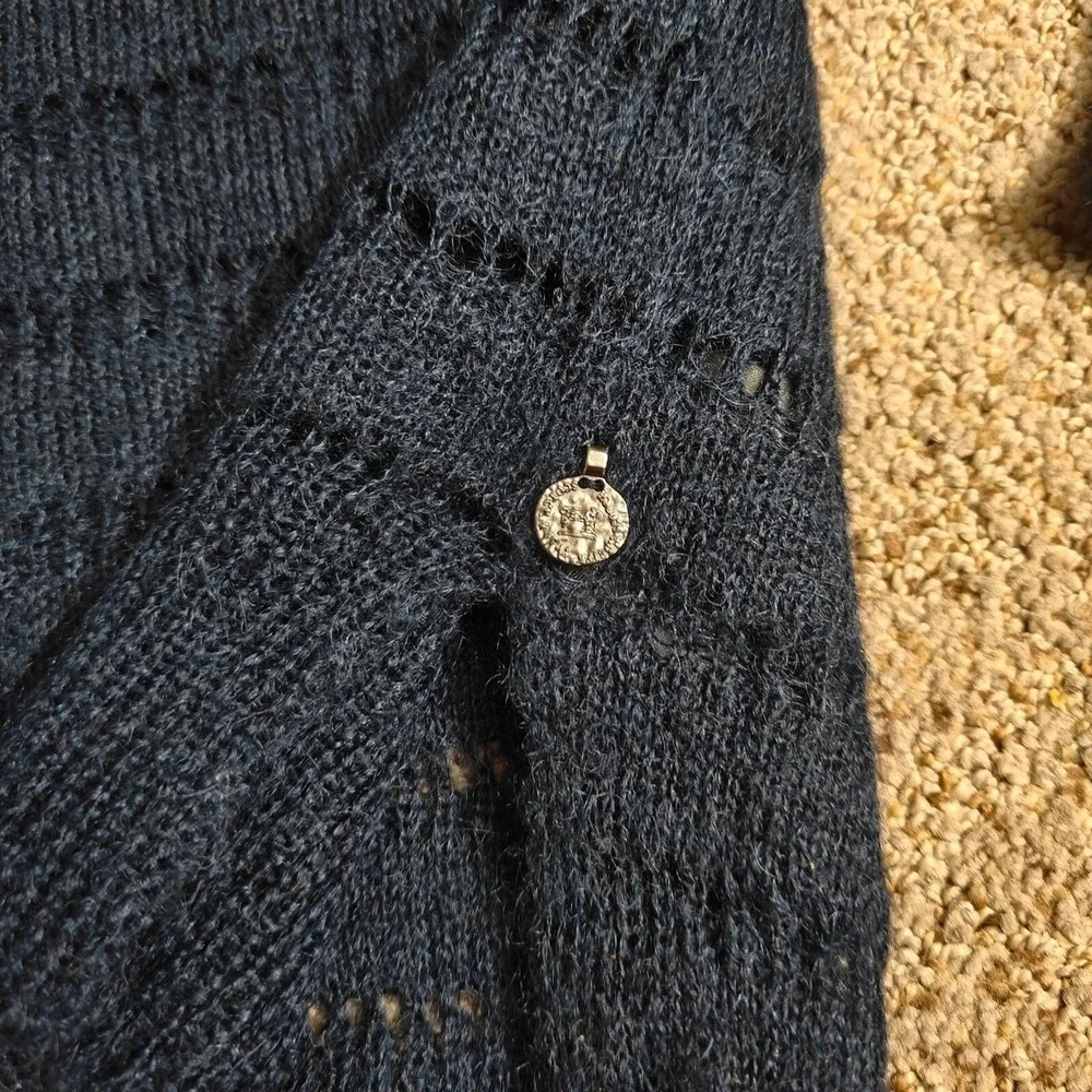 Scotch &‎ Soda Sweater Womens XS Navy Blue Mock Neck Openwork Wool